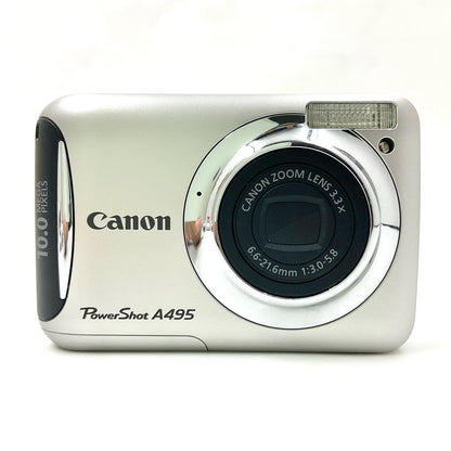 【全額返金保証】【最速発送】Canon コンパクトデジタルカメラ PowerShot A495 シルバー 美品 動作確認済