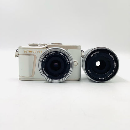 【全額返金保証】【最速発送】OLYMPUS デジタル一眼 PEN E-PL10 EZダブルズームキット [ホワイト] 美品 動作確認済