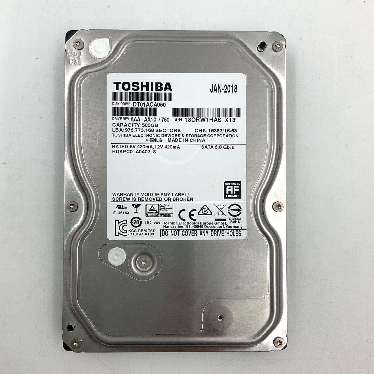 【全額返金保証】【最速発送】TOSHIBA 500.1 GB DT01ACA050 美品 動作確認済