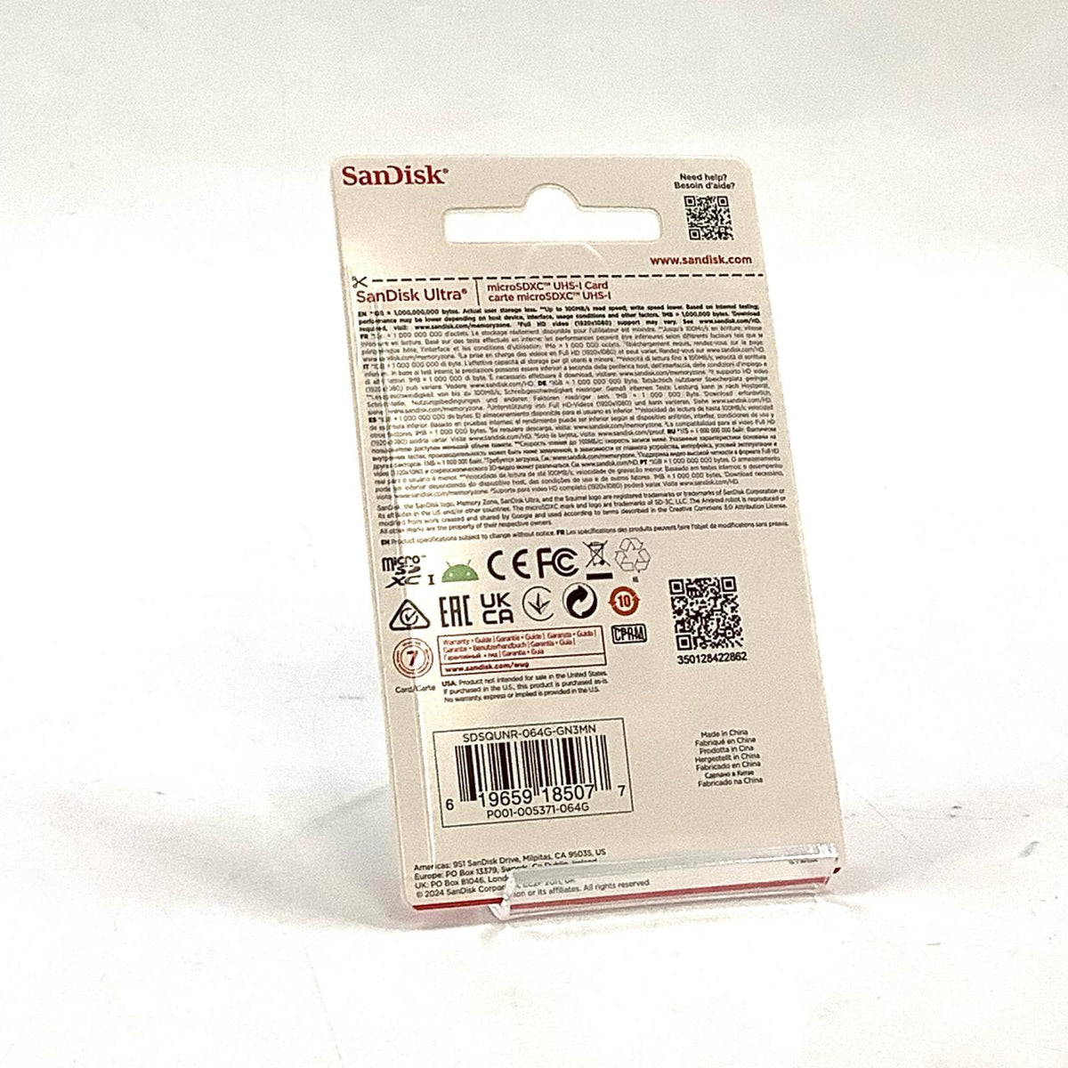 【全額返金保証】【最速発送】SanDisk Ultraシリーズ microSDXCカード 64GB SDSQUNR-064G-GN3MN 新品未開封 即納OK