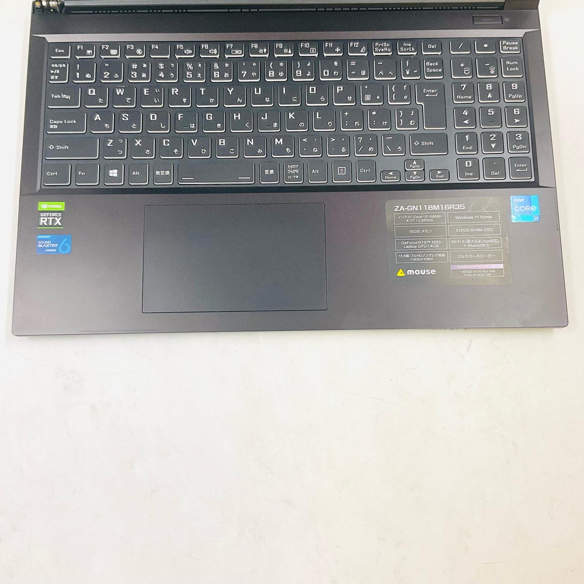【最速発送】MouseComputer G-Tune P5 ZA-GN118M16R35 11th Gen Intel(R) Core(TM) i7-11800H @ 2.30GHz 16GB SSD(RAID) 512GB（実測:477GB） NVIDIA GeForce RTX 3050 Laptop GPU 90.9%【難有】