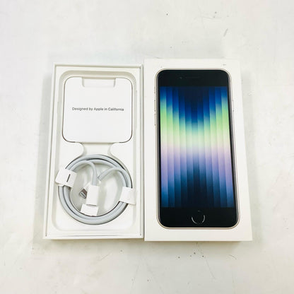【全額返金保証】【最速発送】Apple iPhone iPhone SE（第3世代） 64GB スターライト au SIMフリー 白ロム 美品 動作確認済 85%
