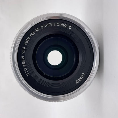 【全額返金保証】【最速発送】Panasonic LUMIX G VARIO 35-100mm/F4.0-5.6 ASPH./MEGA O.I.S H-FS35100-S [シルバー] 美品 動作確認済