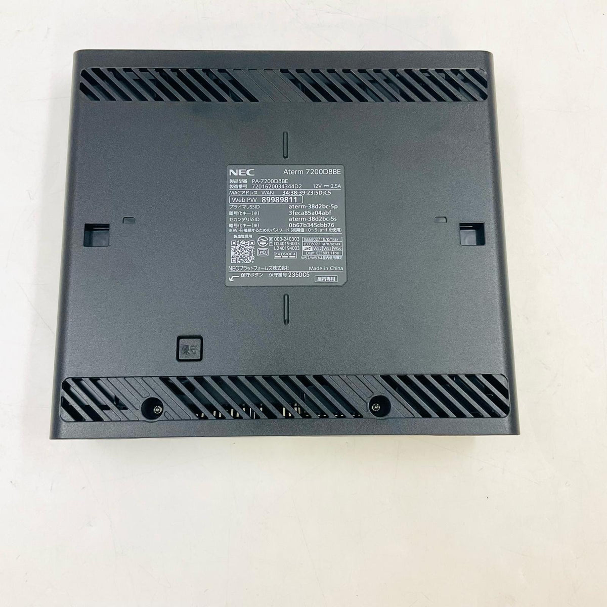 【全額返金保証】【最速発送】NEC Aterm 7200D8BE Wi-Fi 7対応ホームルーター PA-7200D8BE 美品 動作確認済