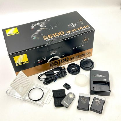 【全額返金保証】【最速発送】Nikon デジタル一眼 ニコン D5100 18-55 VR レンズキット ブラック 美品 動作確認済