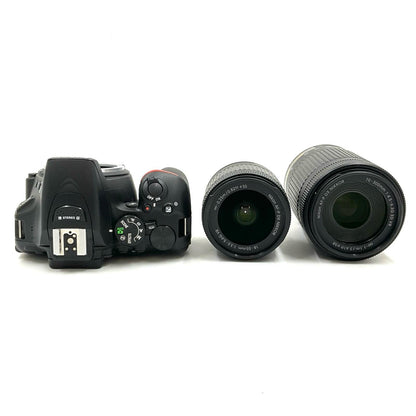 【全額返金保証】【最速発送】Nikon デジタル一眼 D5600 ダブルズームキット ブラック 美品 動作確認済