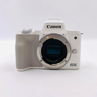 【全額返金保証】【最速発送】Canon デジタル一眼 EOS Kiss M2 ダブルズームキット ホワイト 美品 動作確認済