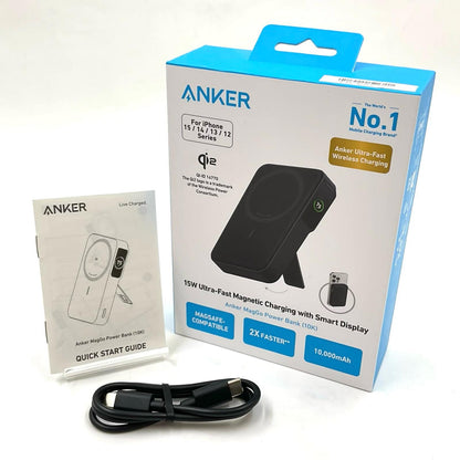 【全額返金保証】【最速発送】ANKER 10000mAhモバイルバッテリー Anker MagGo Power Bank(10K)ブラック 美品 動作確認済