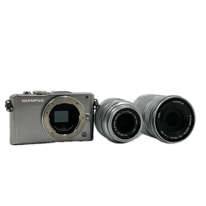 【全額返金保証】【最速発送】OLYMPUS デジタル一眼 PEN Lite E-PL3 ダブルズームキット シルバー 美品 動作確認済