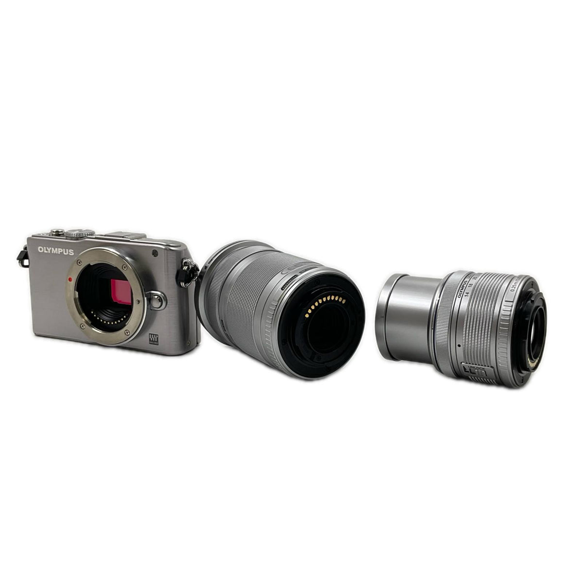 【全額返金保証】【最速発送】OLYMPUS デジタル一眼 PEN Lite E-PL3 ダブルズームキット シルバー 美品 動作確認済
