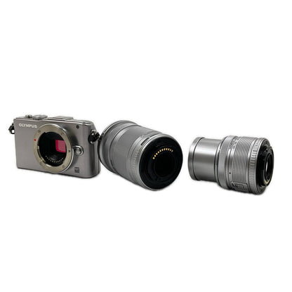 【全額返金保証】【最速発送】OLYMPUS デジタル一眼 PEN Lite E-PL3 ダブルズームキット シルバー 美品 動作確認済