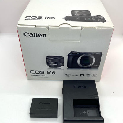 【全額返金保証】【最速発送】Canon デジタル一眼 EOS M6 EF-M15-45 IS STM レンズキット 美品 動作確認済