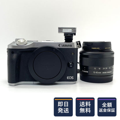 【全額返金保証】【最速発送】Canon デジタル一眼 EOS M6 EF-M15-45 IS STM レンズキット 美品 動作確認済